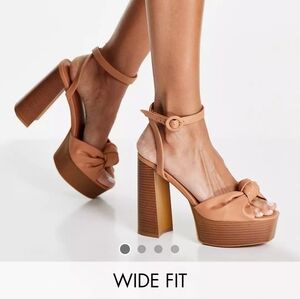 ASOS Tan Platform Heeled Sandals 8W